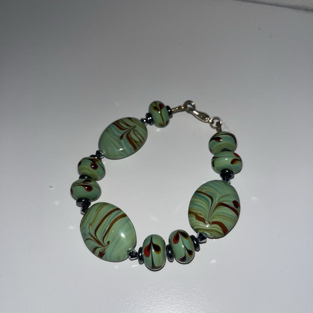 Lampwork Glass Bead Bracelet Handmade Artisan One-of-a-Kind OOAK